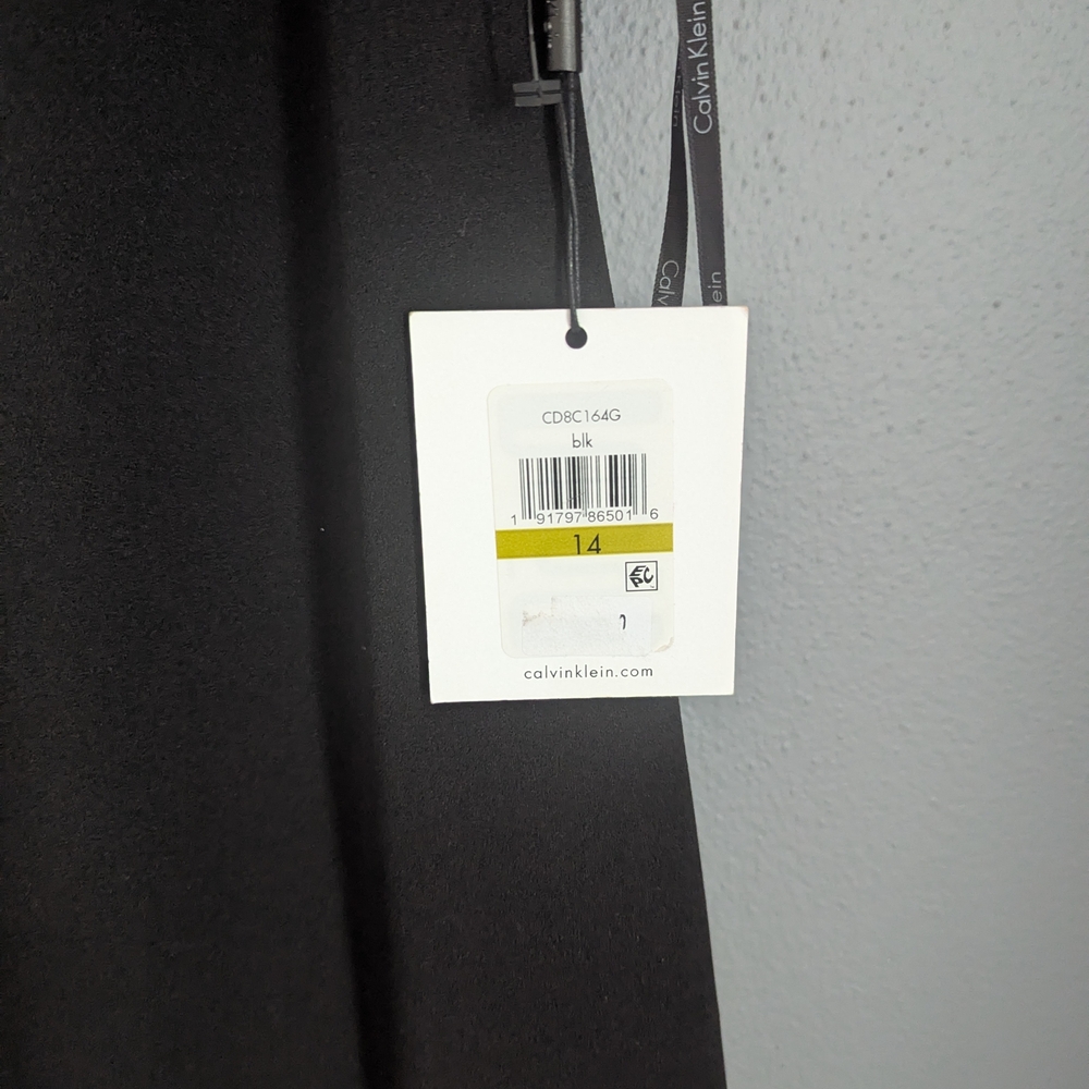 Calvin Klein black peep shoulder dress women's size 14 20.5 X 14 x41 - Picture 2 of 4